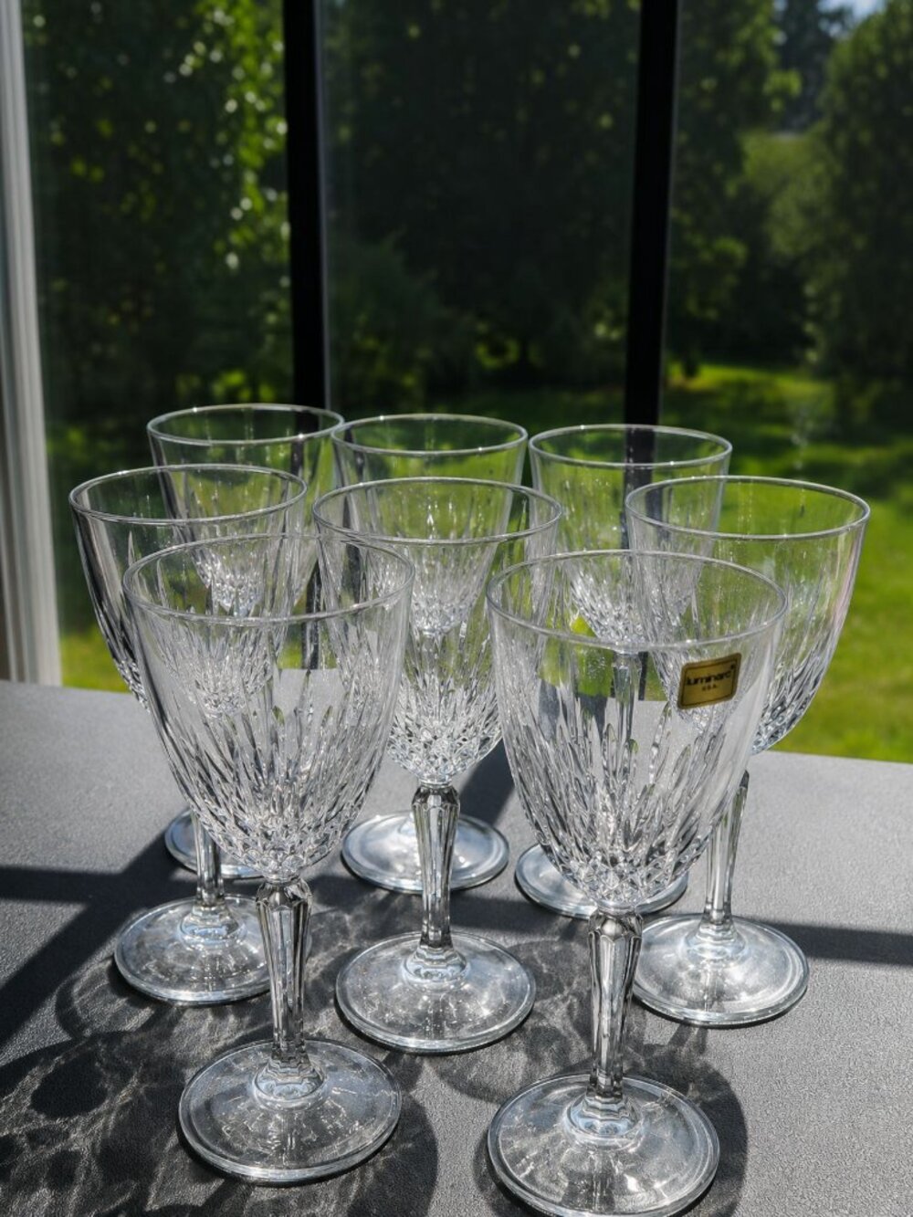 Vintage Cristal d'Arques Luminarc Crystal Wine Glasses Set of 8 Starburst France